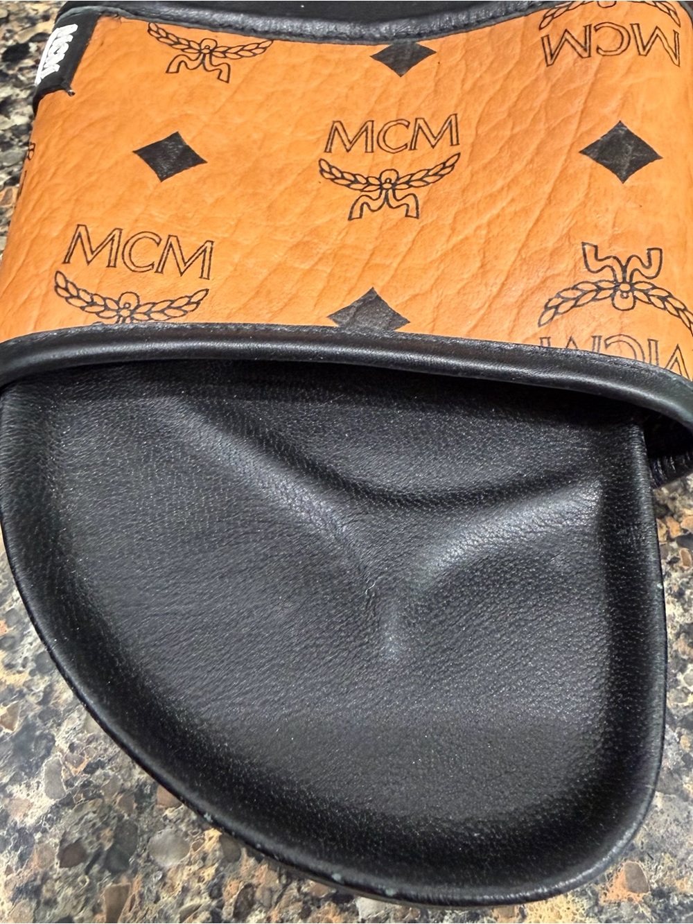 MCM Cognac & Black Monogram Slide Sandals size 40 - Picture 3 of 8